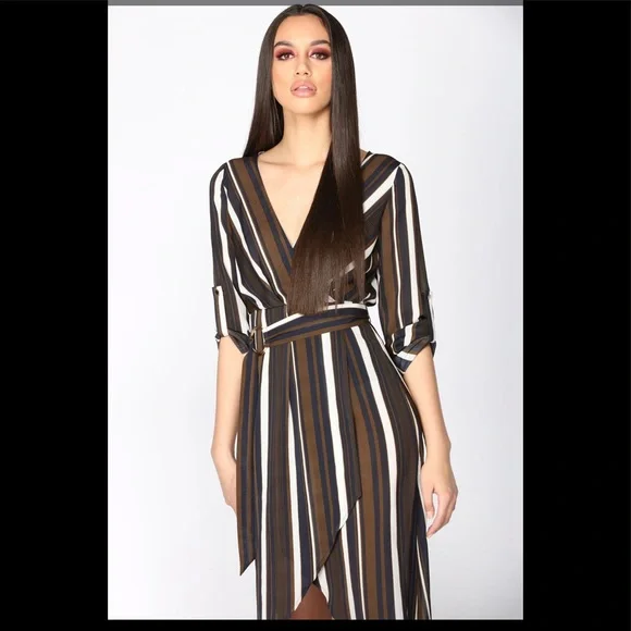 Toil And Trouble Striped Dress - Olive - Picture 3 of 4